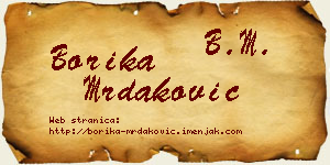 Borika Mrdaković vizit kartica